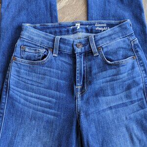 7 for All Mankind, Kimmie Straight Leg Medium Wash Distressed Blue Jeans, Sz  26